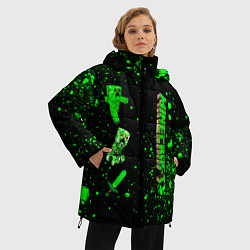 Куртка зимняя женская Minecraft - разный крипер, цвет: 3D-светло-серый — фото 2