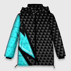 Куртка зимняя женская Черно-голубая абстракция, цвет: 3D-светло-серый
