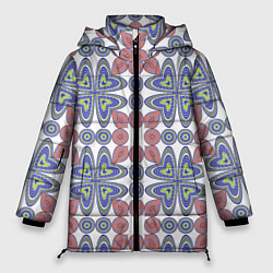 Куртка зимняя женская Мозаика, абстрактные сердечки, цвет: 3D-черный