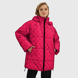 Куртка зимняя женская Красный паттерн с мелкими сердечками, цвет: 3D-красный — фото 2