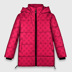 Куртка зимняя женская Красный паттерн с мелкими сердечками, цвет: 3D-красный
