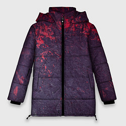 Куртка зимняя женская Наскальная чёрная текстура с красными брызгами, цвет: 3D-светло-серый