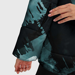 Куртка зимняя женская Голубые и чёрные полоски, цвет: 3D-черный — фото 2