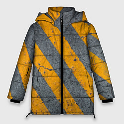 Куртка зимняя женская Желтые полосы на бетоне, цвет: 3D-черный