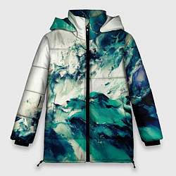 Куртка зимняя женская Всплеск воды абстракция, цвет: 3D-черный