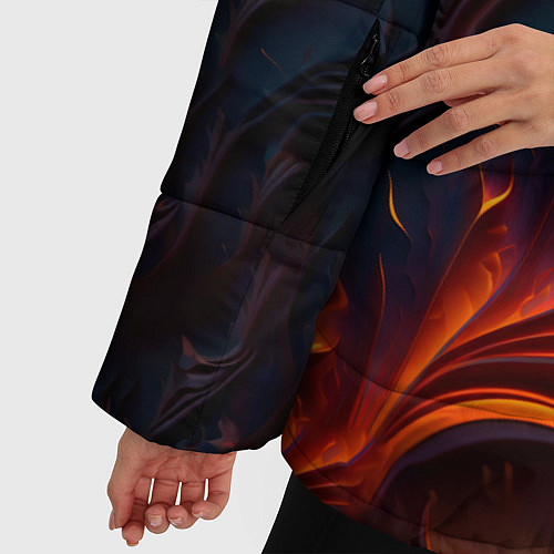 Женская зимняя куртка Огненный орнамент с языками пламени / 3D-Черный – фото 5