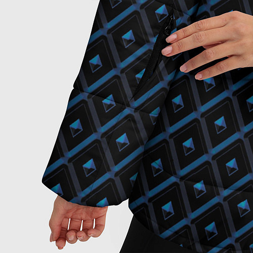 Женская зимняя куртка Ромбики синие / 3D-Черный – фото 5