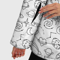 Куртка зимняя женская Дудлы с темой любви и космоса, цвет: 3D-светло-серый — фото 2