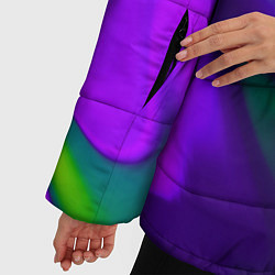 Куртка зимняя женская Сине-зелёное и фиолетовое абстрактное слияние, цвет: 3D-черный — фото 2