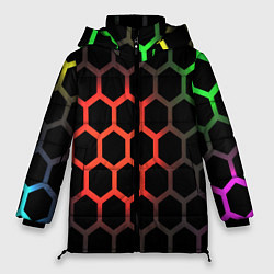 Куртка зимняя женская Gradient hexagon genshin, цвет: 3D-красный