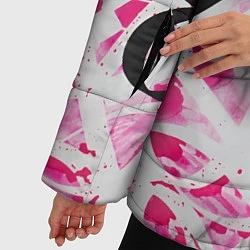 Куртка зимняя женская Черно-розовая каллиграфия, цвет: 3D-светло-серый — фото 2