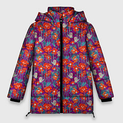 Куртка зимняя женская Цветочная геометрия, цвет: 3D-красный