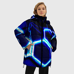Куртка зимняя женская Neon abstraction plates storm, цвет: 3D-черный — фото 2