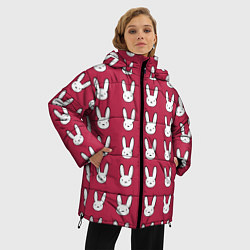 Куртка зимняя женская Bunny Pattern red, цвет: 3D-красный — фото 2