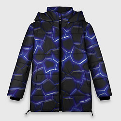 Куртка зимняя женская Синий неон и плиты, цвет: 3D-черный