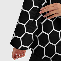 Куртка зимняя женская Черно белые соты абстракция, цвет: 3D-светло-серый — фото 2