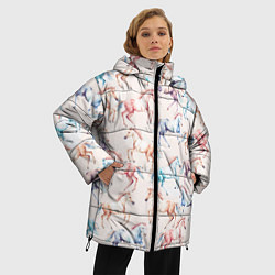 Куртка зимняя женская Лошади акварельные - паттерн, цвет: 3D-светло-серый — фото 2
