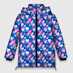 Куртка зимняя женская Узор из сердечек, цвет: 3D-красный