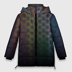 Куртка зимняя женская Абстрактные соты размытые, цвет: 3D-светло-серый