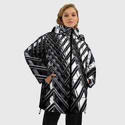 Куртка зимняя женская Карбоновая абстракция грани, цвет: 3D-черный — фото 2