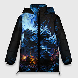 Куртка зимняя женская Огонь и неоновый дым, цвет: 3D-красный