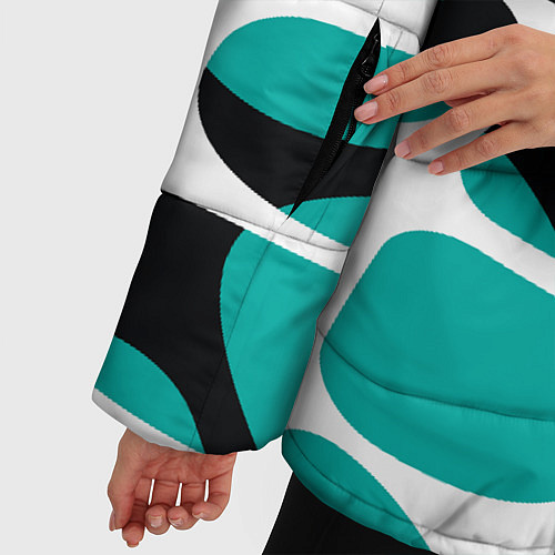 Женская зимняя куртка Абстрактный узор из сетчатых прожилок / 3D-Черный – фото 5