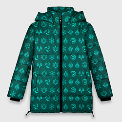Куртка зимняя женская Паттерн элементали под анемо, цвет: 3D-светло-серый