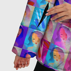 Куртка зимняя женская Клетчатый узор с девушками, цвет: 3D-красный — фото 2