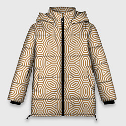 Куртка зимняя женская Абстрактно-овально бежевый паттерн, цвет: 3D-черный