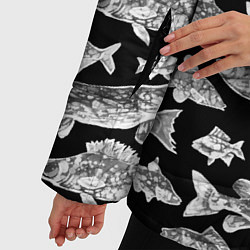 Куртка зимняя женская Городской паттерн о рыбалке, цвет: 3D-черный — фото 2
