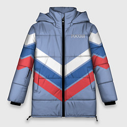 Куртка зимняя женская Триколор - три полоски на голубом, цвет: 3D-черный
