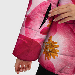Куртка зимняя женская Цветы бегония текстура, цвет: 3D-красный — фото 2