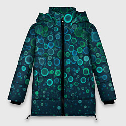 Куртка зимняя женская Изумрудные круги Абстракция, цвет: 3D-черный