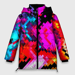 Куртка зимняя женская Pixel neon mosaic, цвет: 3D-красный