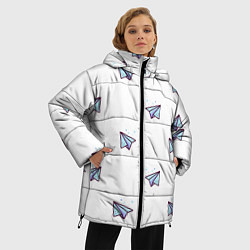 Куртка зимняя женская Бумажные самолетики, цвет: 3D-светло-серый — фото 2