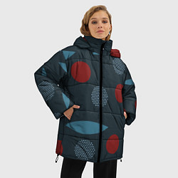 Куртка зимняя женская Круги и листья, цвет: 3D-черный — фото 2