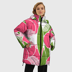 Куртка зимняя женская Абстракция круги и зеленый лист, цвет: 3D-светло-серый — фото 2