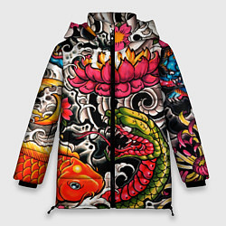 Куртка зимняя женская Иредзуми: цветущий лотос, цвет: 3D-светло-серый