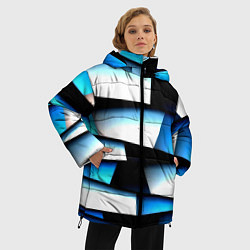 Куртка зимняя женская Решетка из линий и полос, цвет: 3D-черный — фото 2