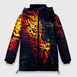 Куртка зимняя женская Огненные кубы клетка, цвет: 3D-светло-серый
