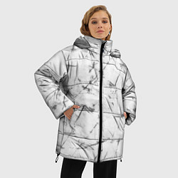 Куртка зимняя женская Серый трещины тай-дай, цвет: 3D-черный — фото 2