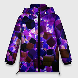 Куртка зимняя женская Разноцветные воздушные кубики, цвет: 3D-светло-серый