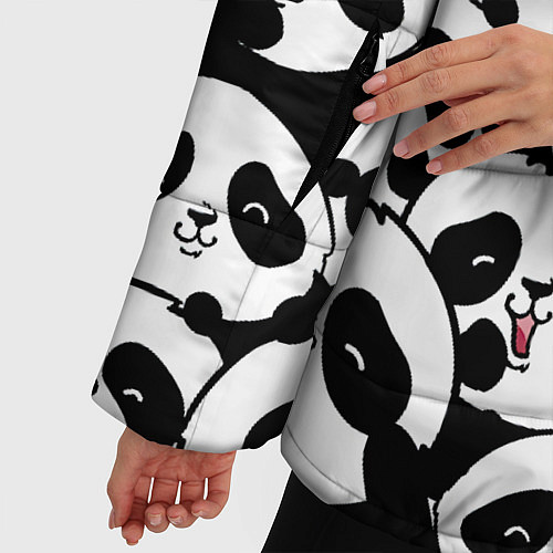 Женская зимняя куртка Весёлые панды / 3D-Черный – фото 5