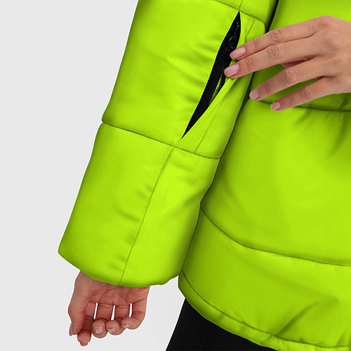 Женская зимняя куртка Лайм цвет: однотонный лаймовый / 3D-Черный – фото 5