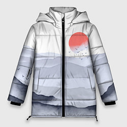 Куртка зимняя женская Японский пейзаж - восход солнца, цвет: 3D-черный