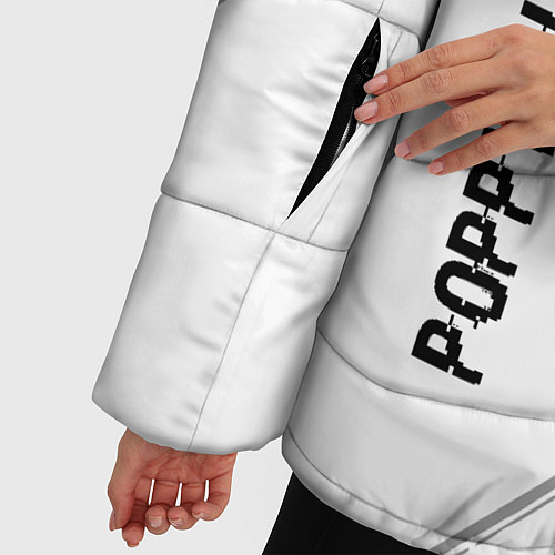 Женская зимняя куртка Poppy Playtime glitch на светлом фоне: надпись, си / 3D-Черный – фото 5