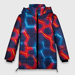 Куртка зимняя женская Красный и синий неон, цвет: 3D-светло-серый