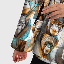Куртка зимняя женская Орангутаны, цвет: 3D-светло-серый — фото 2