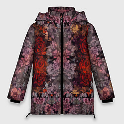 Куртка зимняя женская Розы и сирень, цвет: 3D-красный
