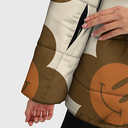 Куртка зимняя женская Цветочки-смайлики ретро, цвет: 3D-черный — фото 2